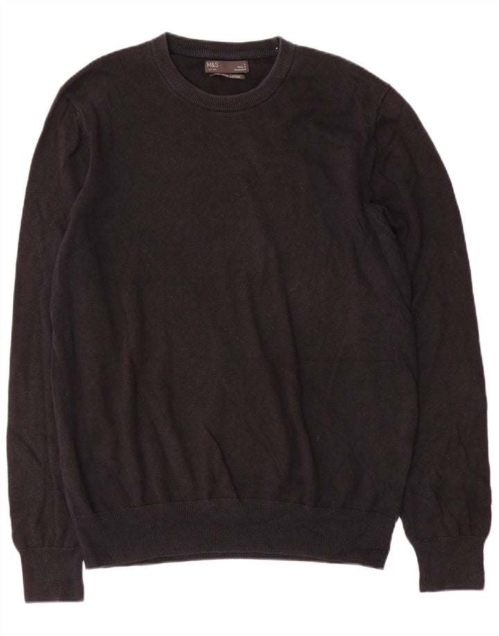 Marks & Spencer Herre sweater med rund hals, stor sort bomuld