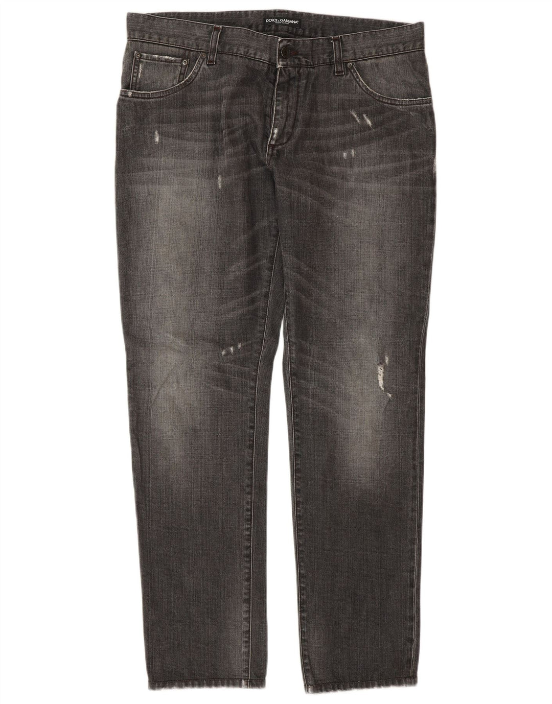 Dolce & Gabbana Dame Distressed Straight Jeans IT 50 XL W36 L32 Grå