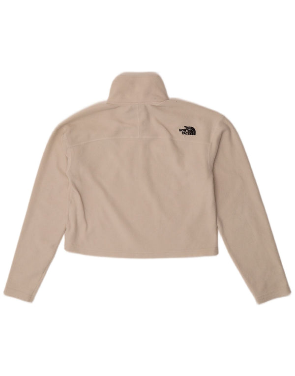 The North Face Dame Crop Zip Neck Fleece Jumper UK 10 Small White