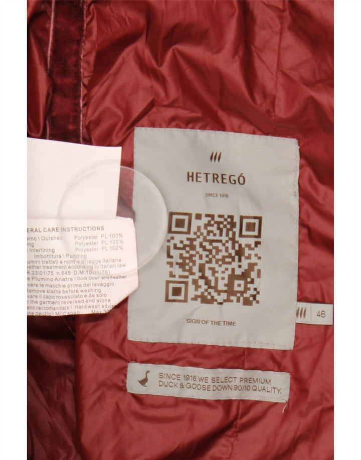 Hetrego Dame Hætte Polstret Frakke IT 46 Large Burgundy Polyester