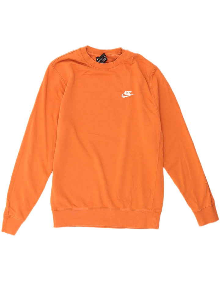 NIKE Mens Sweatshirt Jumper Small Orange Cotton