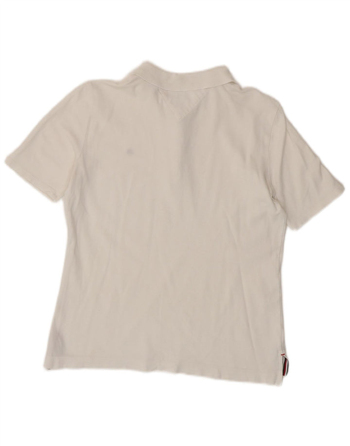 Tommy Hilfiger Dame Regular Fit Polo Shirt UK 10 Small White