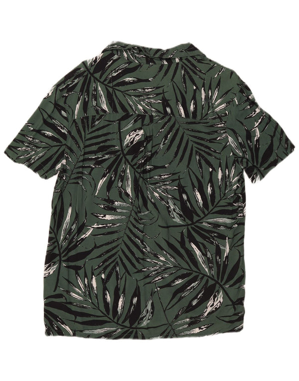 Weird Fish Mens Abstract Pattern Short Sleeve Shirt Small Green Viscose