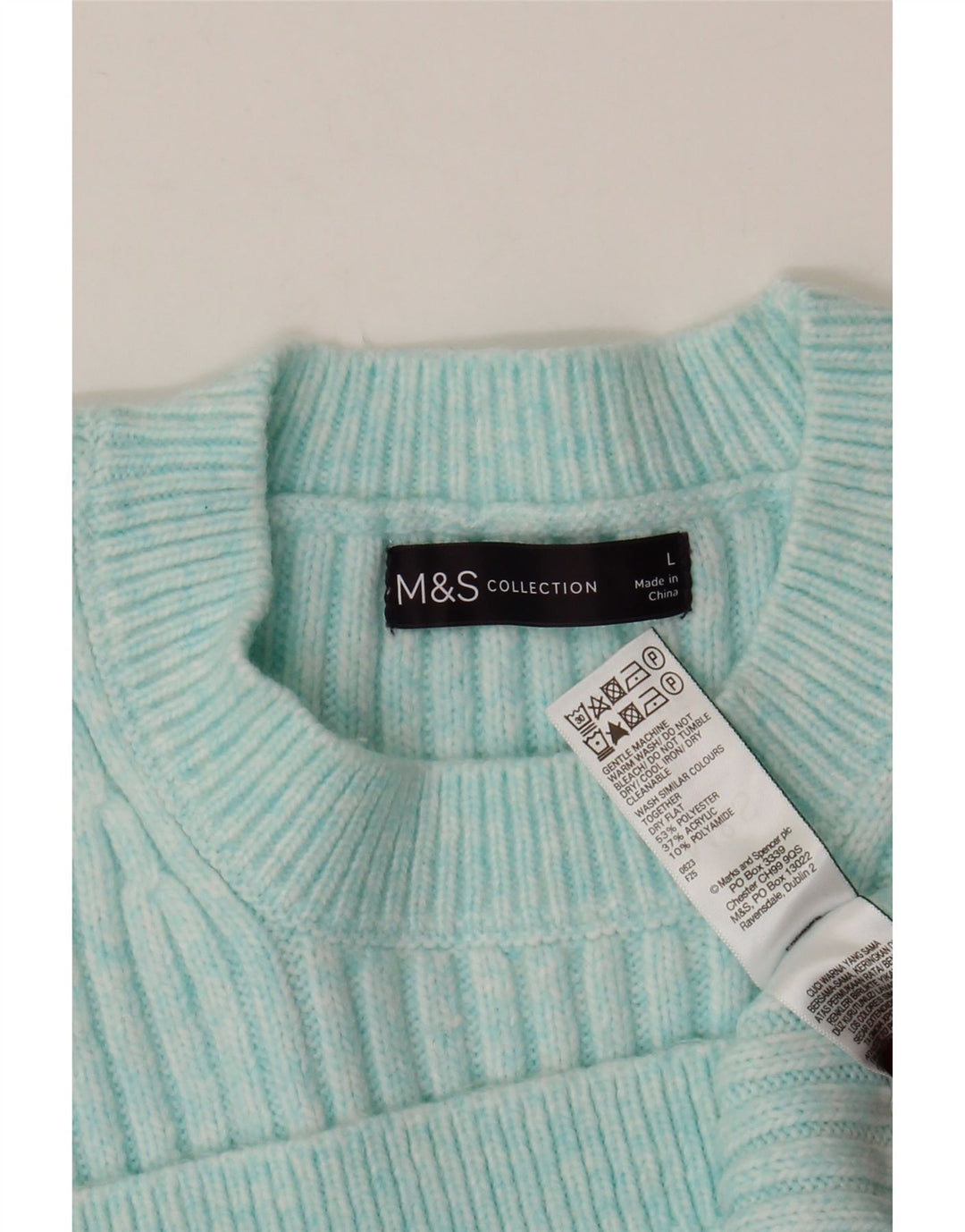 MARKS & SPENCER Dame sweater med rund hals DK 16 Stor blå polyester