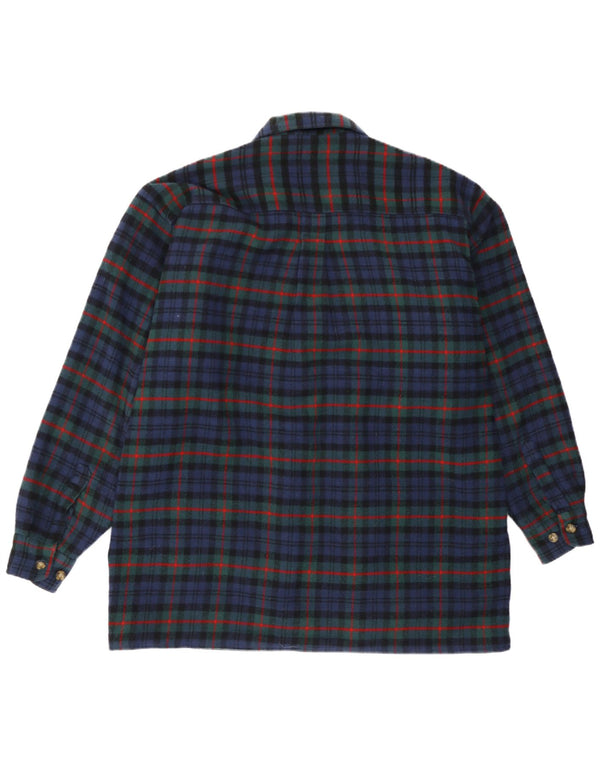 Vintage lumberjack flannelskjorte til mænd med fuld lynlås XL marineblå ternet