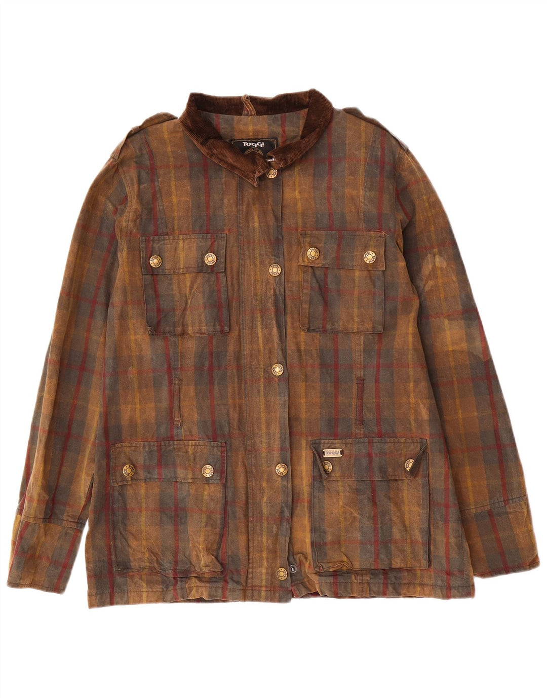 Toggi Military Jacket til kvinder UK 16 Stor brun ternet bomuld