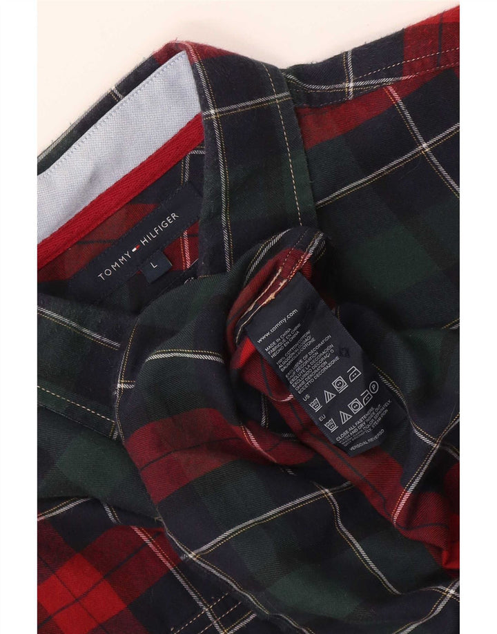 Tommy Hilfiger Herre flannelskjorte Stor rød ternet bomuld