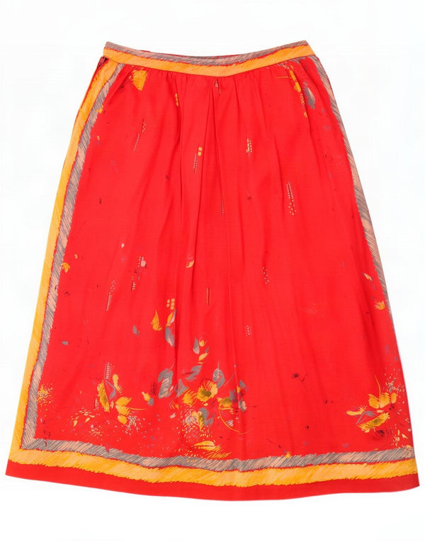 Vintage Womens A-Line Skirt IT 46 Large W27 Red Floral Cotton