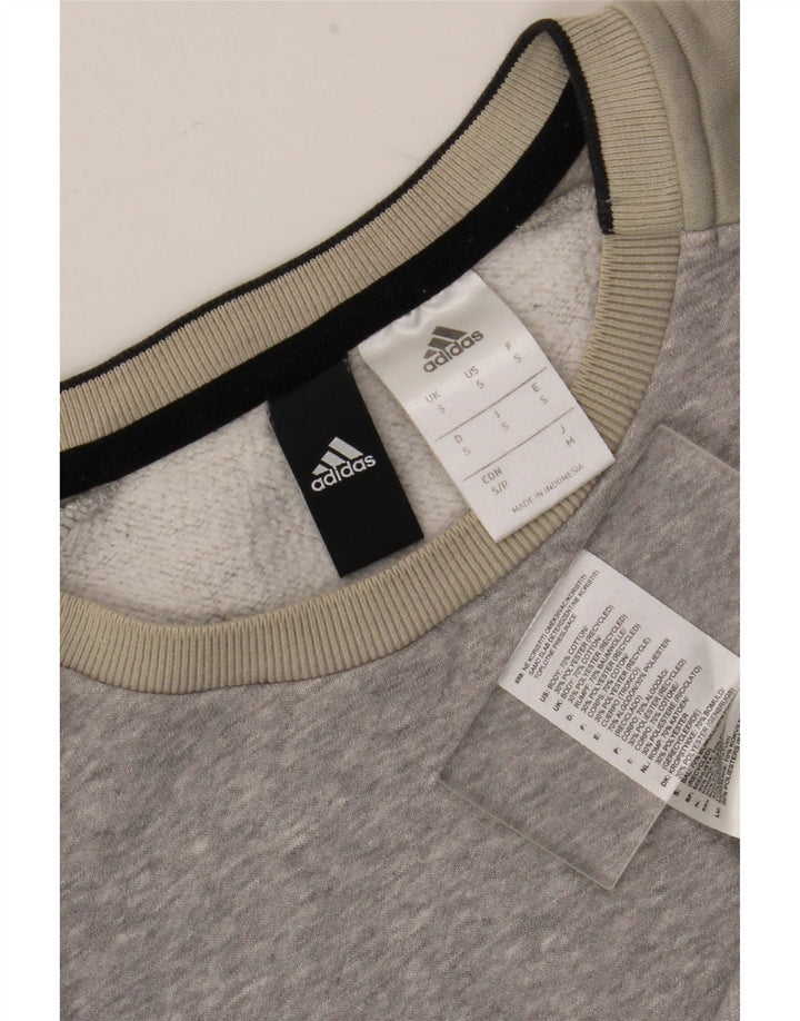 Adidas Herre Sweatshirt Jumper Small Grå Colourblock Bomuld
