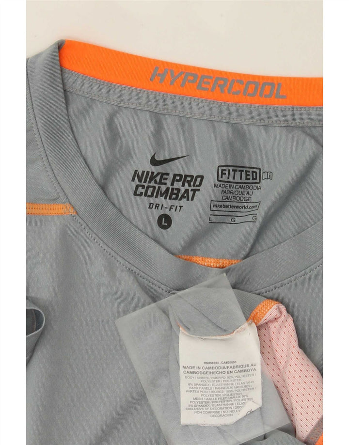 Nike Herre Dri Fit T-shirt Top Large Grå Colourblock Polyester