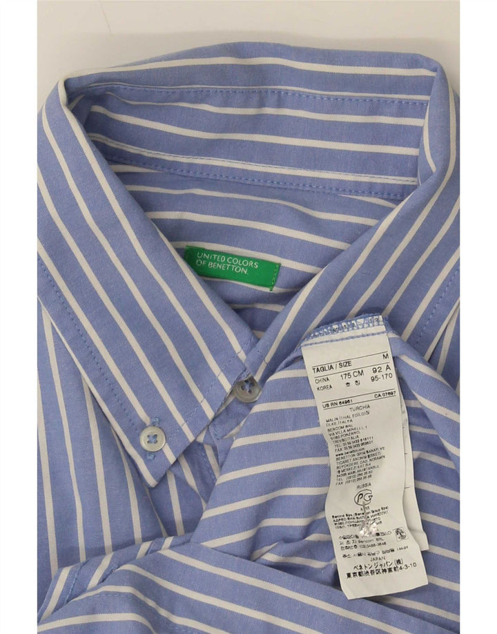 Benetton herreskjorte medium blå nålestribet bomuld