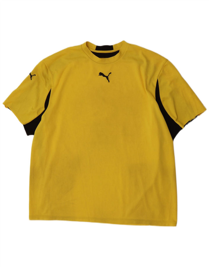 Puma Herre Grafisk T-Shirt Top 2XL Gul Colourblock