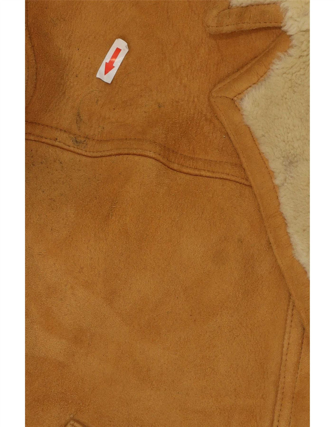 Vintage Herre Shearling Jacket IT 54 2XL Brunt Læder
