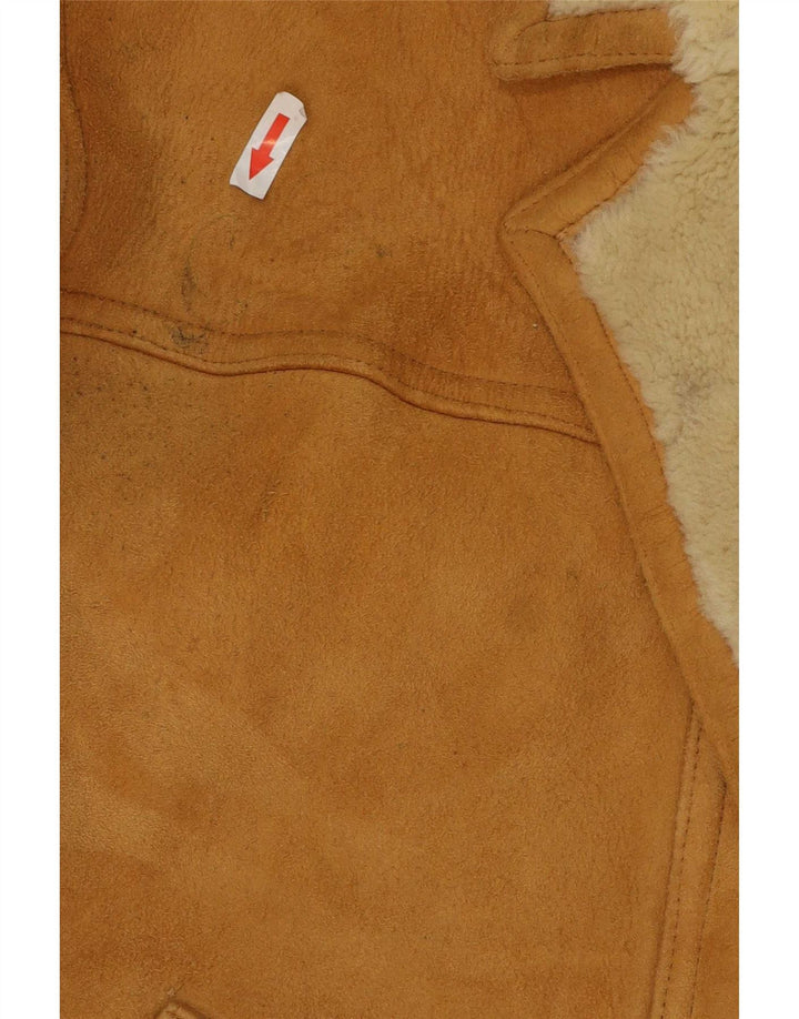 Vintage Herre Shearling Jacket IT 54 2XL Brunt Læder