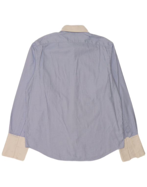 Yves Saint Laurent Mens Formal Shirt Size 42/43 Large Blue Colourblock