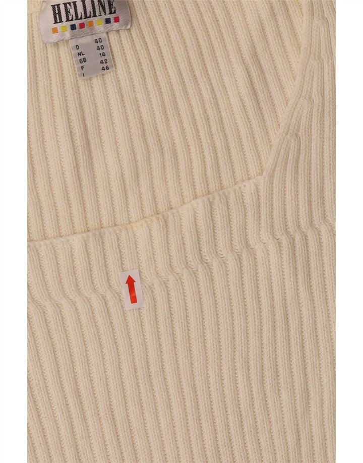 HELLINE Womens 3/4 Sleeve Boat Neck Jumper Sweater UK 14 Medium Off White