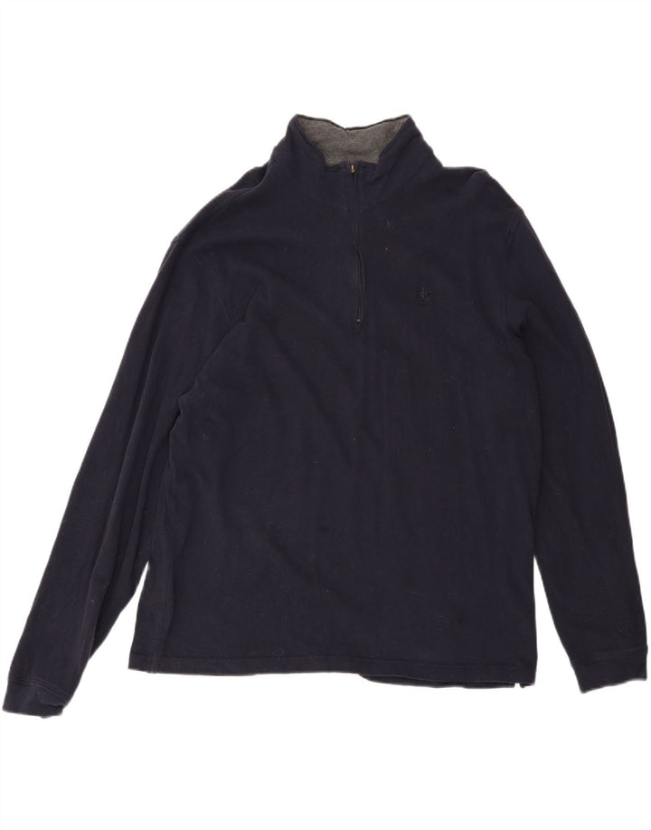 IZOD Mens Zip Neck Sweatshirt Jumper XL Navy Blue Cotton Vintage Izod and Second-Hand Izod from Messina Hembry 