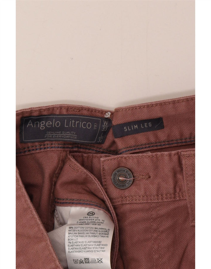 Angelo Litrico Herre Slim Jeans W33 L32 Pink Bomuld