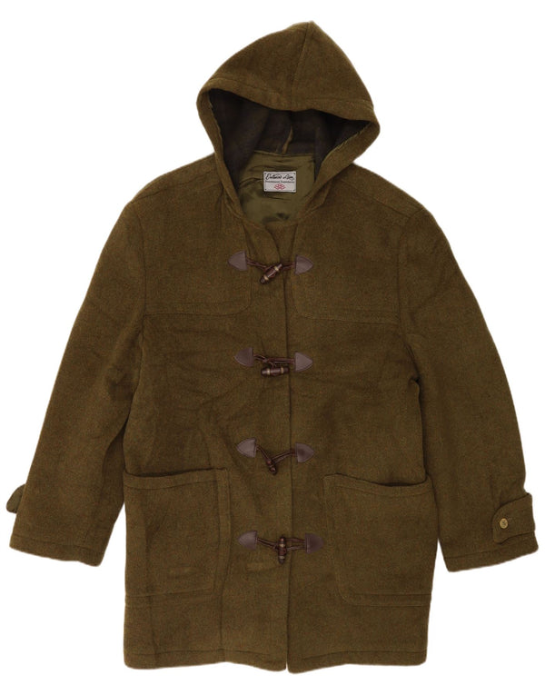 Lynlås Dame Hooded Duffel Coat UK 16 Large Green Wool