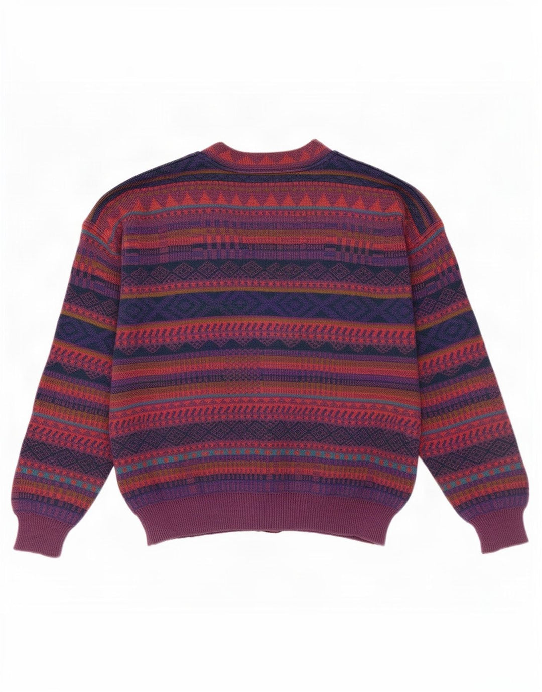 Vintage Herre Cardigan Sweater IT 50 Medium Flerfarvet Geometrisk