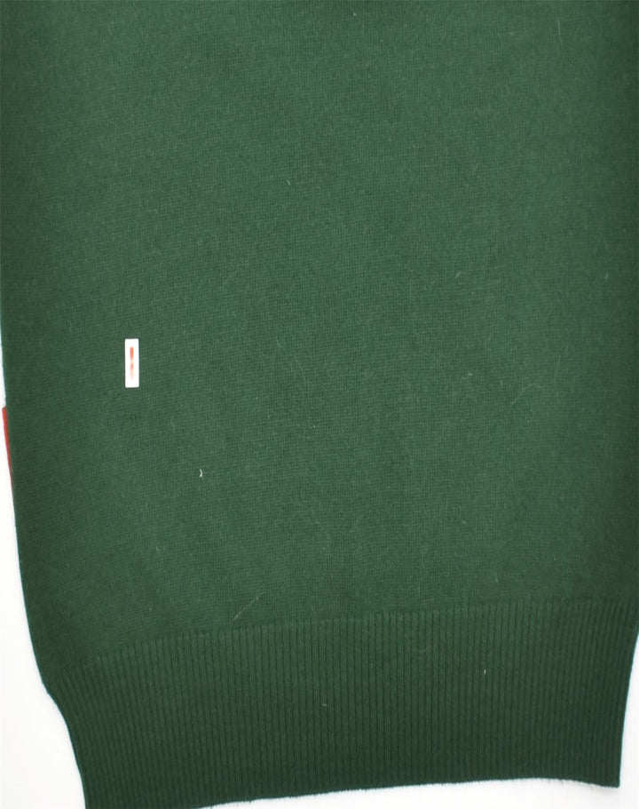 VINTAGE Herre V-hals sweater 2XL Grøn Virgin Wool