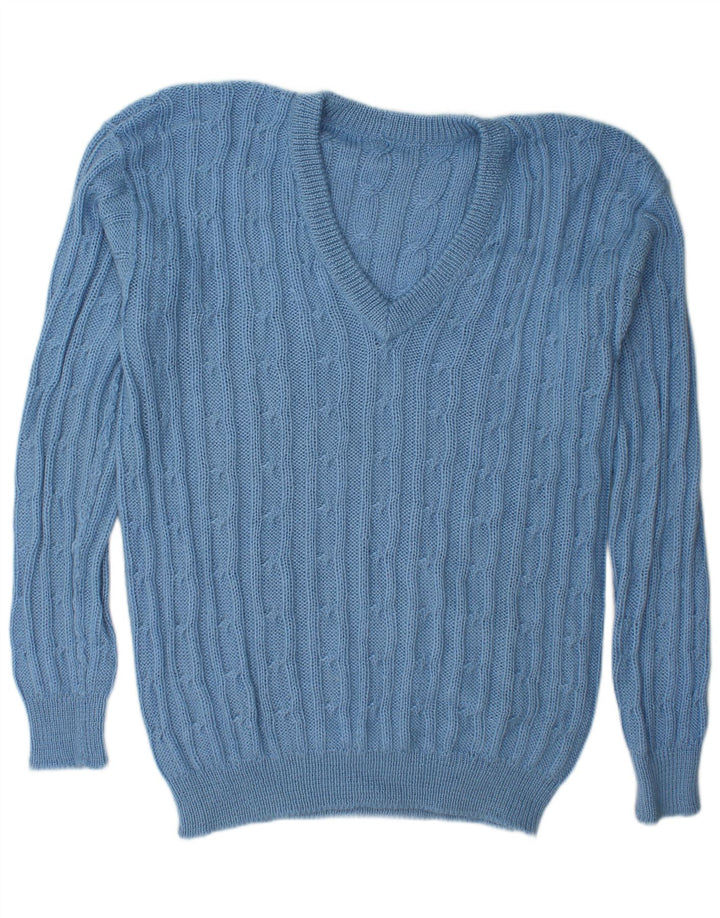 Vintage herre V-hals sweater XL blå