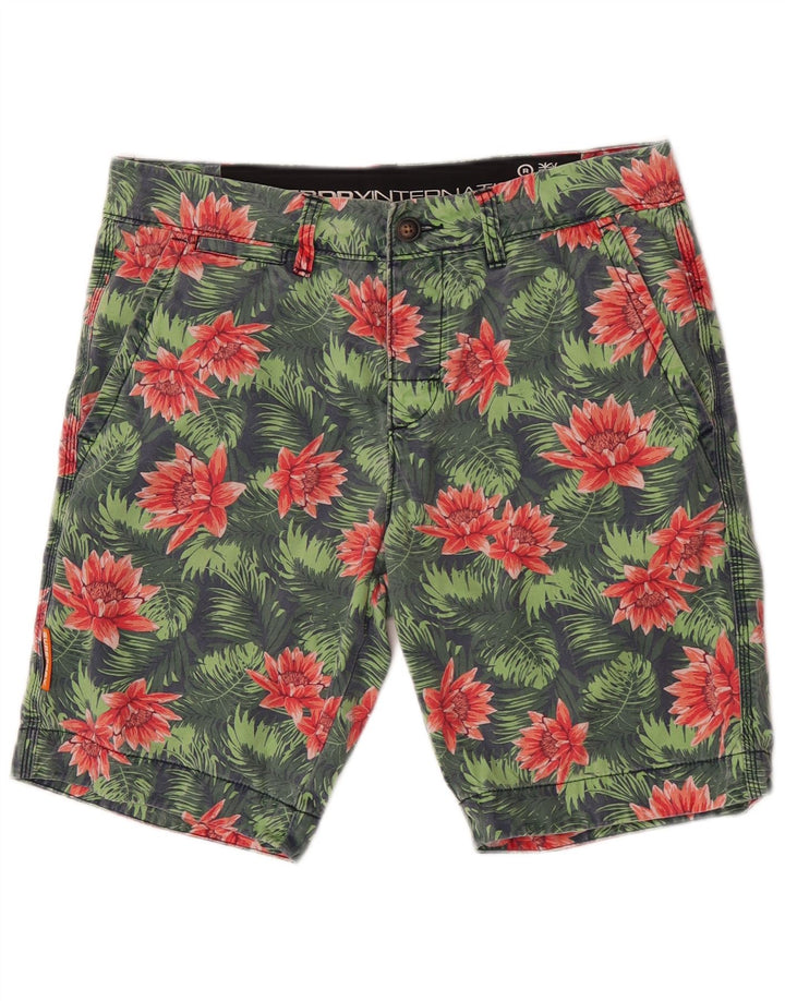 Superdry Chino-shorts til mænd Medium W32 Grøn blomstret bomuld