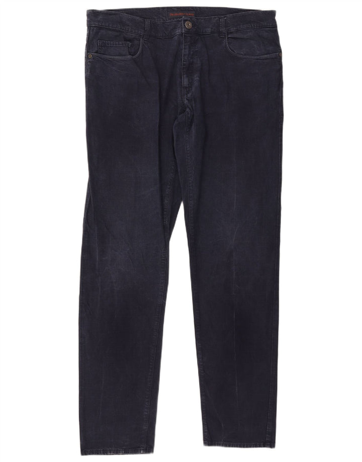 Trussardi Herre tilspidsede afslappede bukser W38 L33 Marineblå Houndstooth