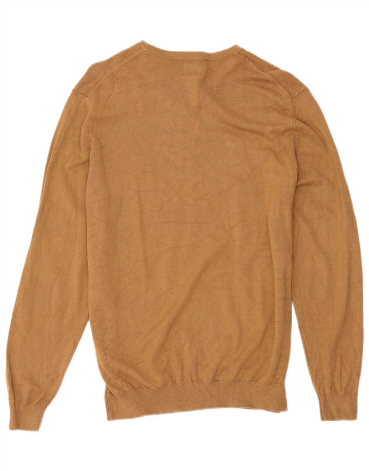 Zara Herre Boat Neck Jumper Sweater Medium Beige Viscose
