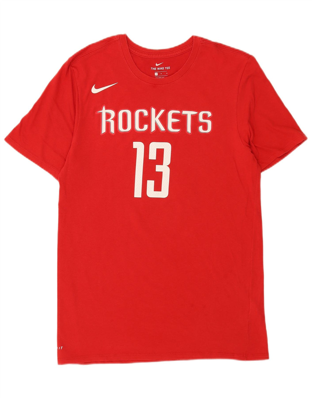 Nike Herre Houston Rockets Grafisk T-Shirt Top Medium Rød Bomuld