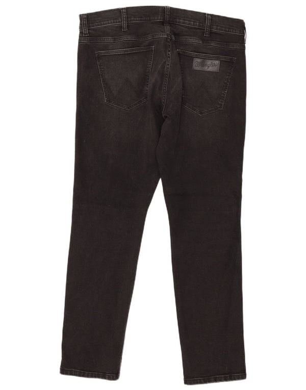 WRANGLER Herre Larston Slim Jeans W38 L32 Sort Bomuld