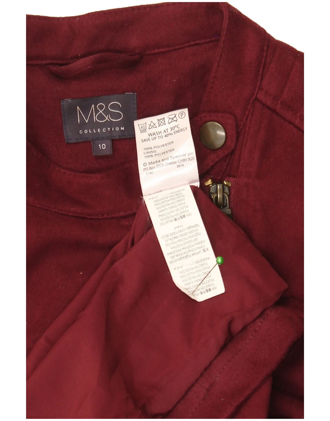 Marks & Spencer Dame Biker Jacket UK 10 Small Bourgogne Polyester Biker