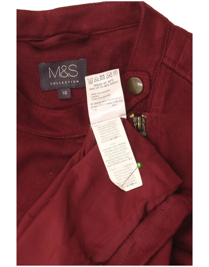 Marks & Spencer Dame Biker Jacket UK 10 Small Bourgogne Polyester Biker