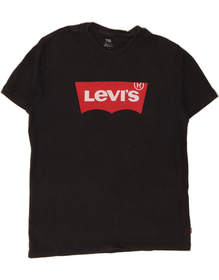 LEVI'S Mens Graphic T-Shirt Top Medium Black Cotton Vintage Levi's and Second-Hand Levi's from Messina Hembry 