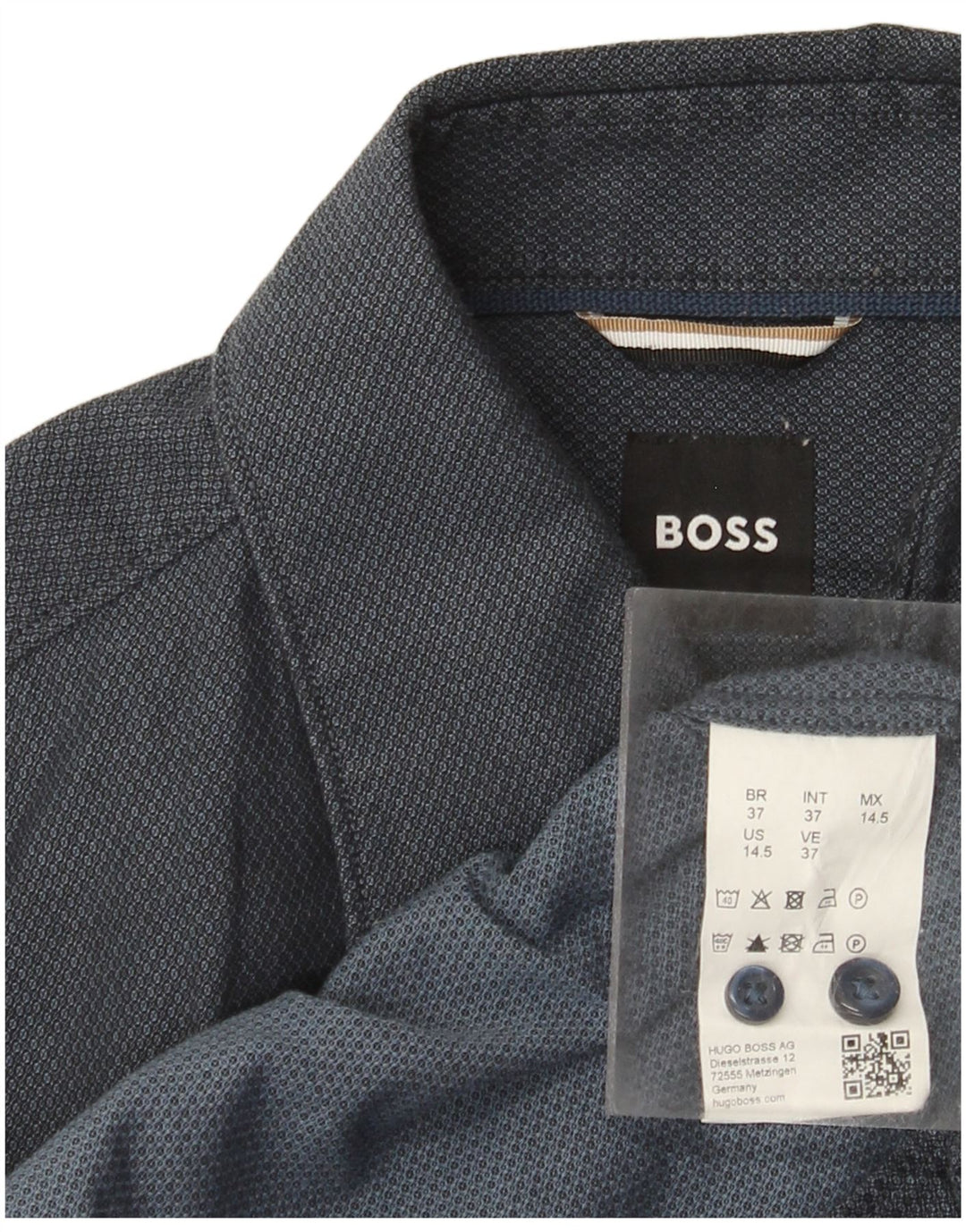Hugo Boss herreskjorte str. 14 Lille marineblå bomuld