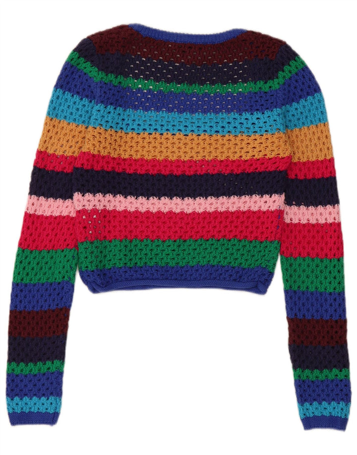Zara Dame Boat Neck Jumper Sweater UK 12 Medium Flerfarvet Stribet