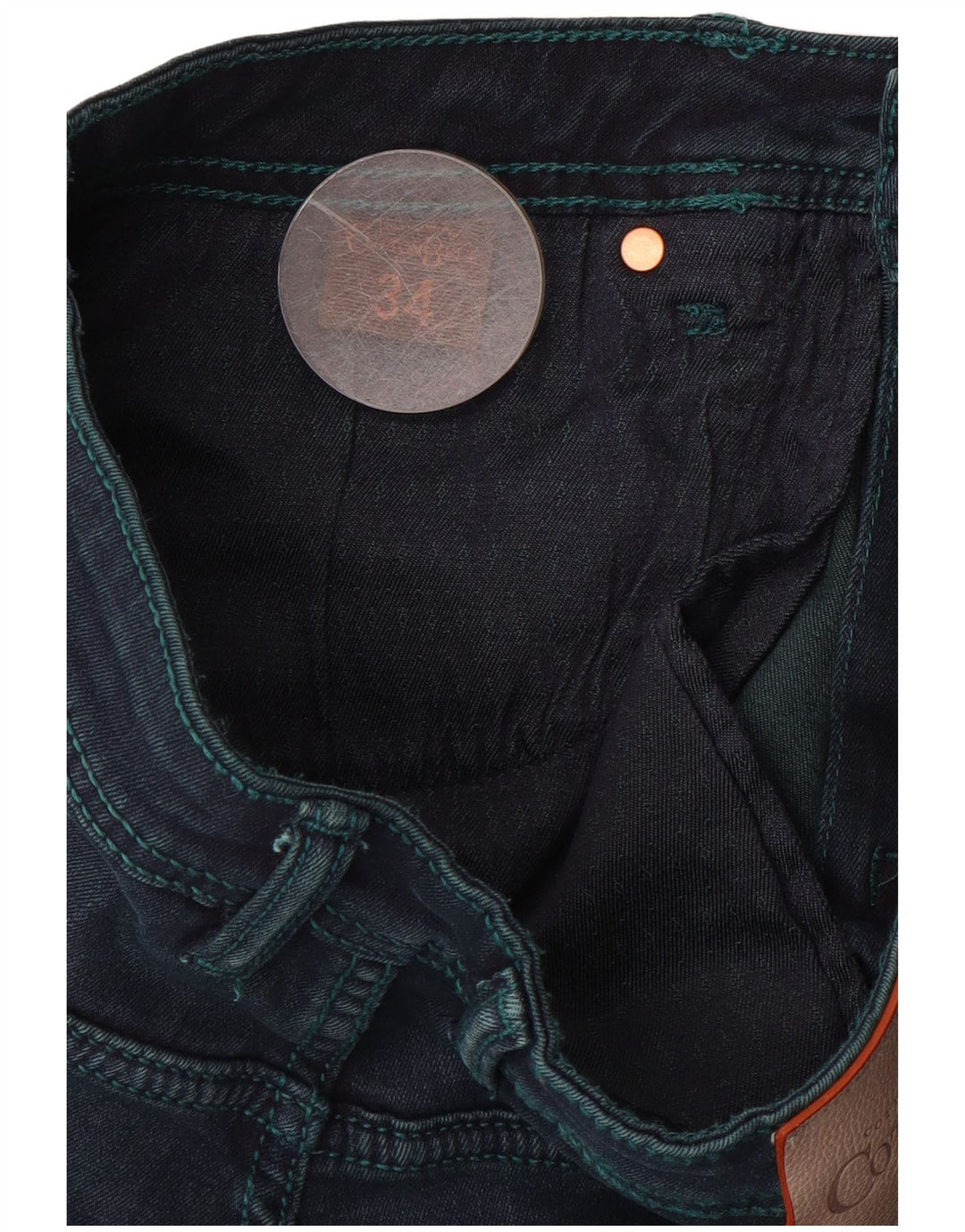 COTTON BELT Mens Slim Jeans W34 L31 Navy Blue Cotton