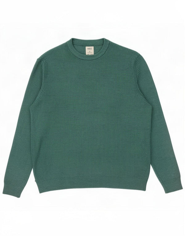 Marks & Spencer Herre sweater med rund hals XL Grøn polyamid