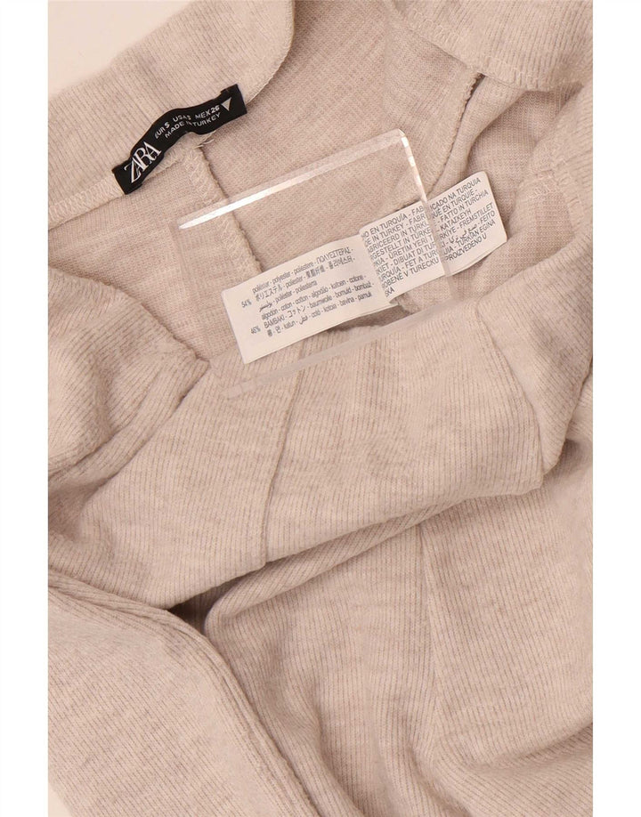 Zara Damestrik Bukser med brede ben Small W28 L30 Grå Polyester