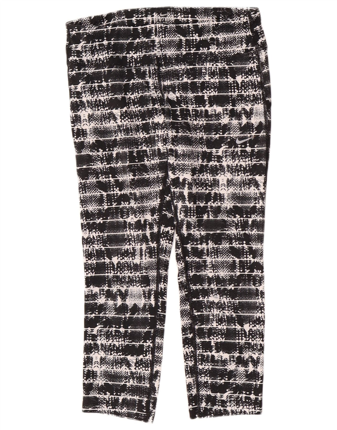 Nike Dame Capri Leggings UK 12 Medium Sort Geometrisk Polyester