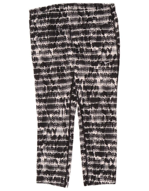 Nike Womens Capri Leggings UK 12 Medium Black Geometric Polyester