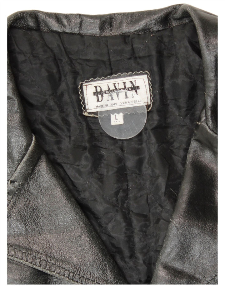 Davin Herre Læderfrakke UK 40 Stor Sort Læder