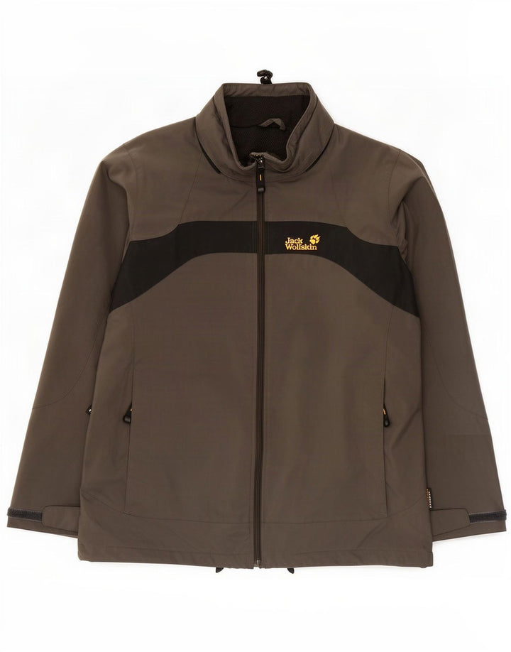 Jack Wolfskin Regnjakke til mænd UK 36/38 Medium Grey Colourblock Polyamid