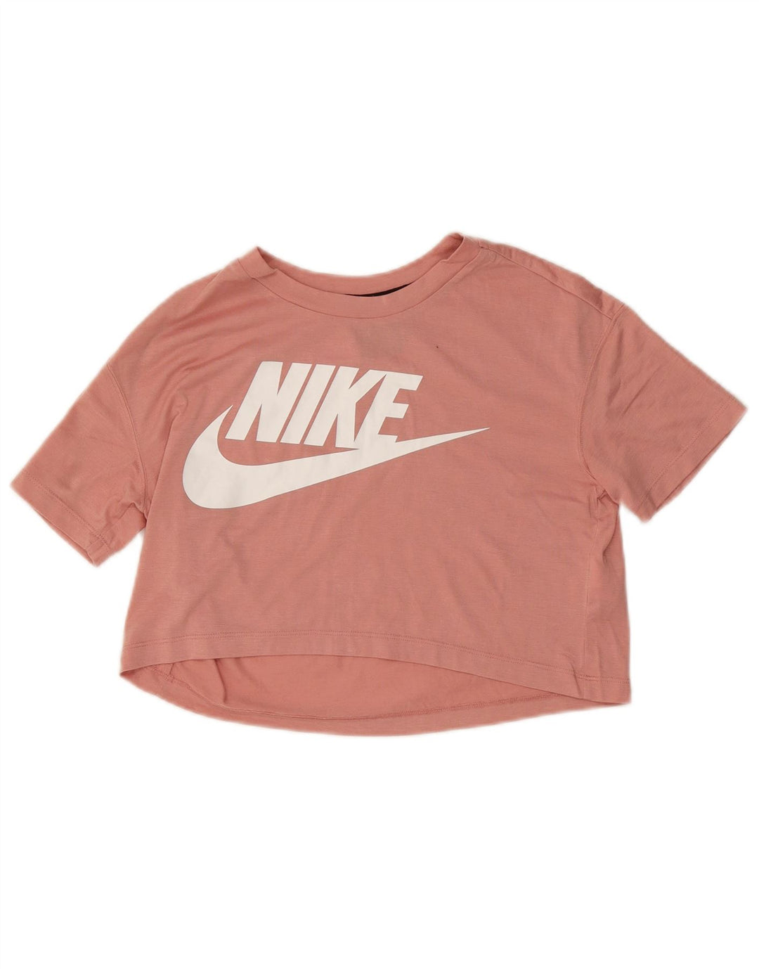 NIKE Dame Crop Grafisk T-Shirt Top UK 10 Lille Pink Polyester