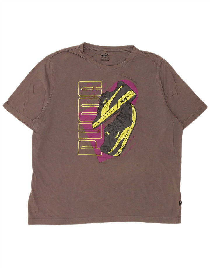PUMA Herre grafisk T-shirt Top XL Grå Bomuld