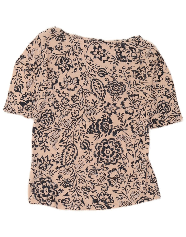 Marks & Spencer Dame 1/2-ærmet bluse Top UK 12 Medium Pink Floral