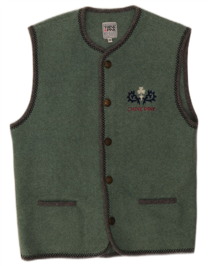 Think Pink Dame Fleece Gilet UK 10 Small Green Polyester