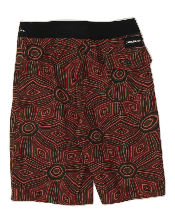 QUIKSILVER Boys Swimming Shorts 7-8 Years  Maroon Geometric Polyester Vintage Quiksilver and Second-Hand Quiksilver from Messina Hembry 