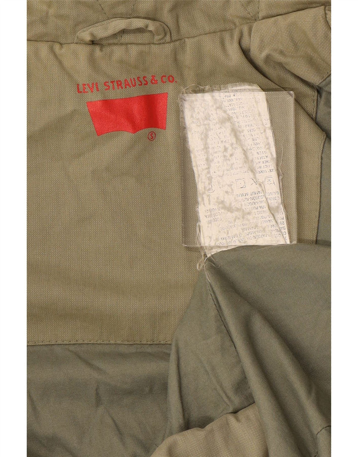 Levi's Dame Hooded Windbreaker Coat UK 10 Small Khaki Cotton