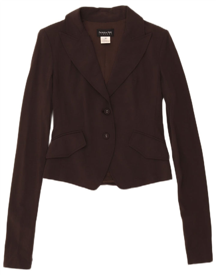 Patrizia Pepe Dame 2 Buttons Crop Blazer Jacket IT 44 Medium Brun Uld